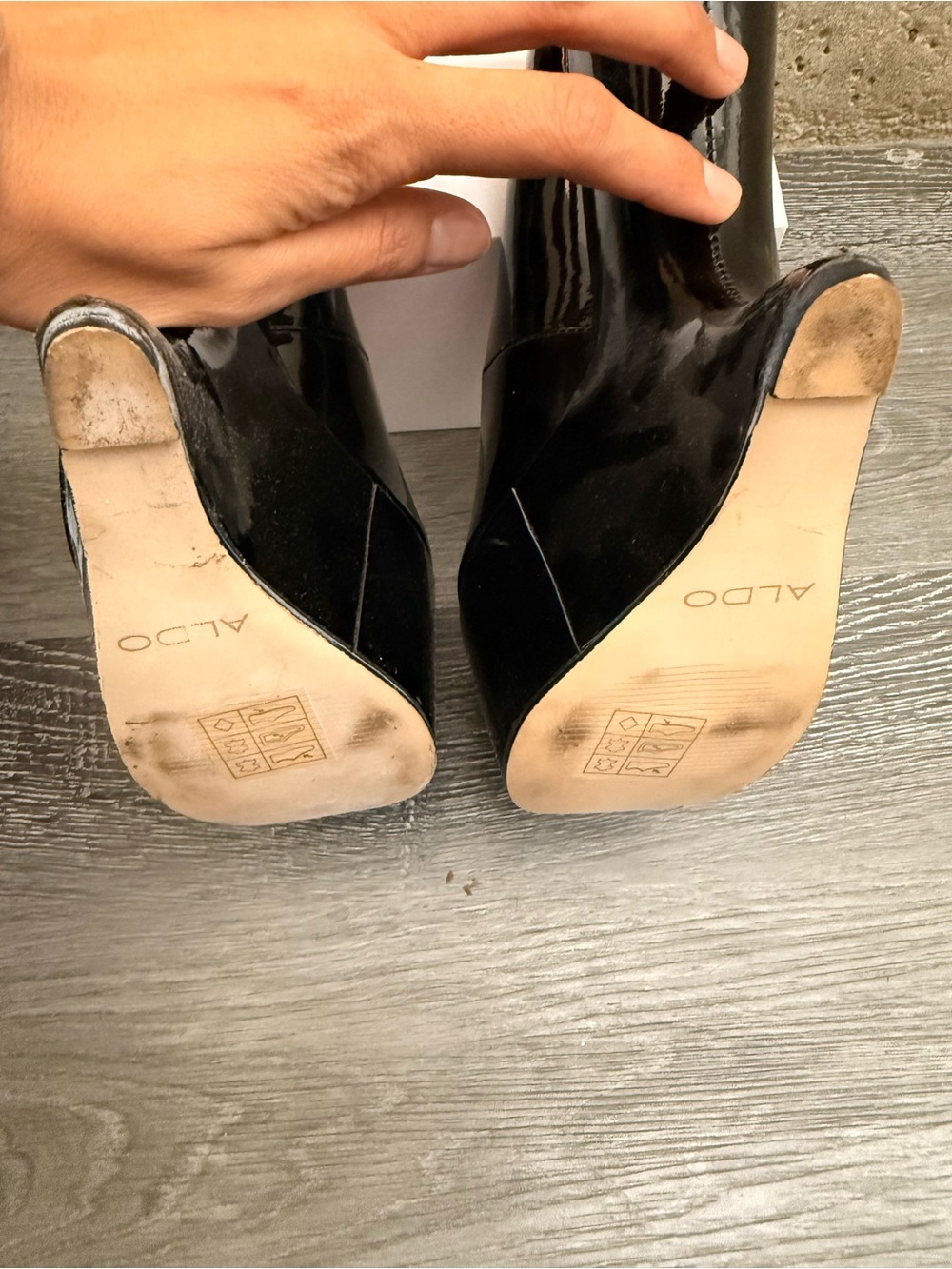 Aldo Black Patent Sculptural Wedge Pumps - Picture 7 of 12